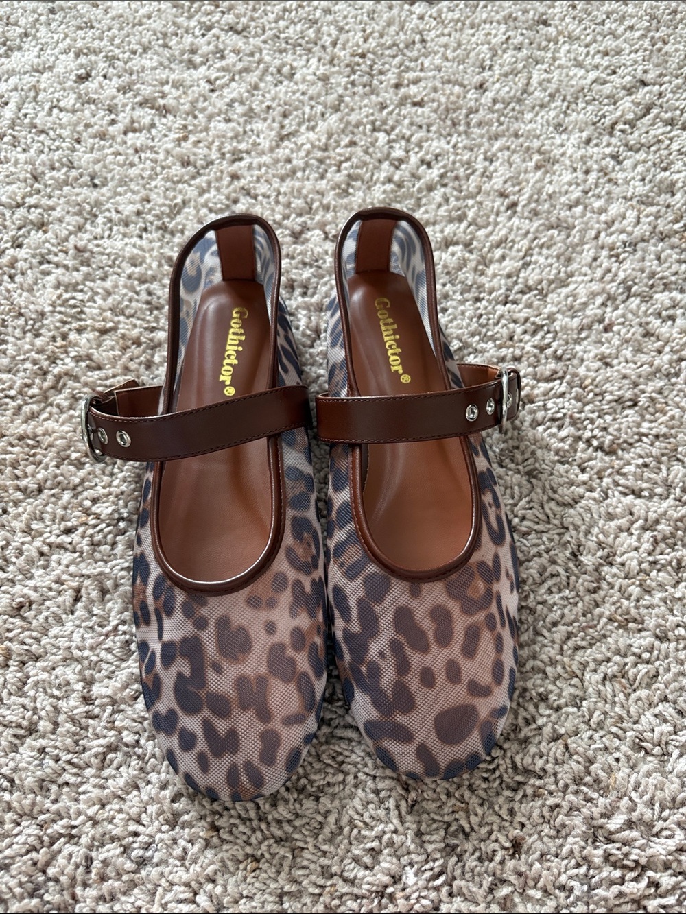 Brown Leopard Print Mary Jane Flats